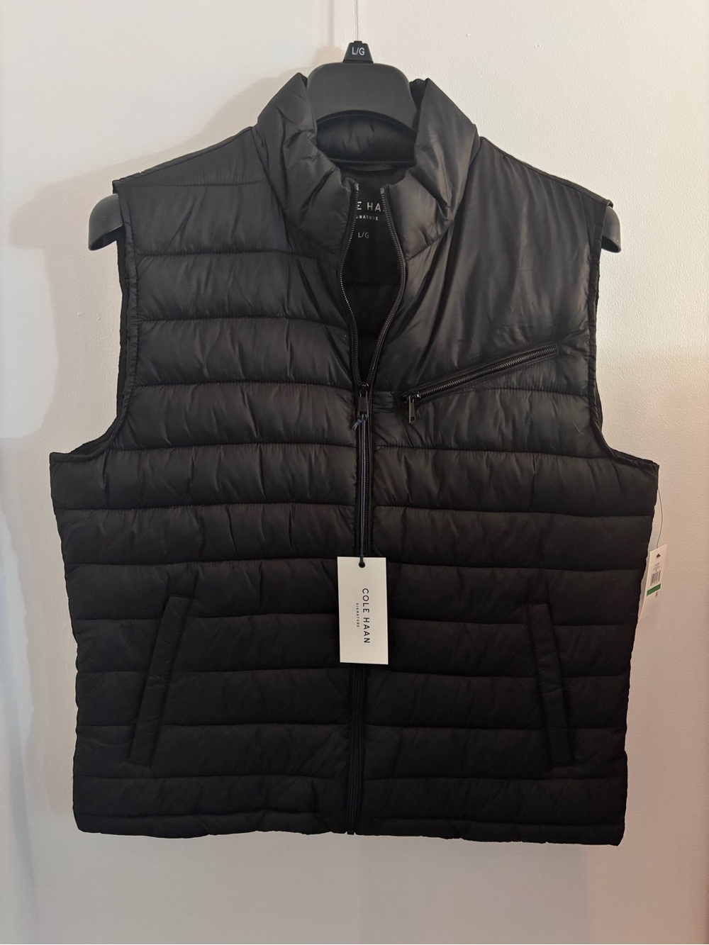 NWT Cole Haan Black Quilted Zip Front Vest
